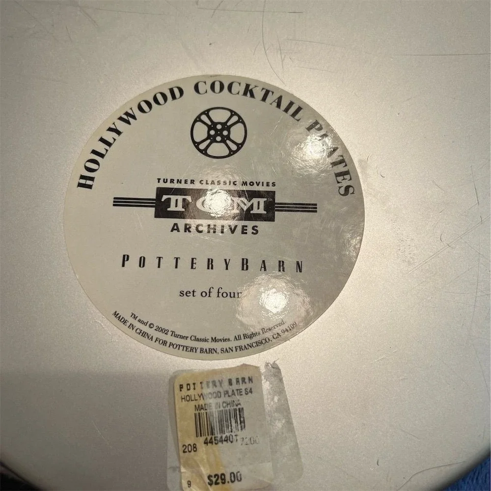 Pottery Barn Hollywood Movie Poster Cocktail Plates Set 4 Casablanca gene kelly‎